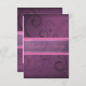 Elegant Paarse Damask zwemt RSVP-responskaarten RSVP Kaartje (Voorkant / Achterkant)