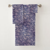 Elegant  Paarse damast patroon Bad Handdoek (Insitu)