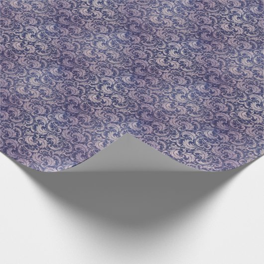 Elegant  Paarse damast patroon Cadeaupapier (Hoek)