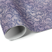 Elegant  Paarse damast patroon Cadeaupapier (Rol Hoek)