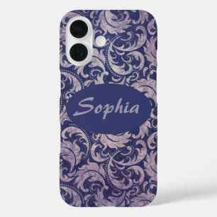 Elegant Paarse damast patroon iPhone 16 Hoesje