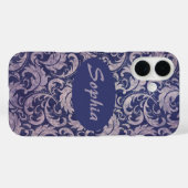 Elegant  Paarse damast patroon Case-Mate iPhone Case (Achterkant (horizontaal))