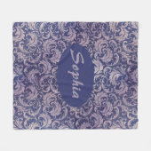 Elegant Paarse damast patroon Fleece Deken (Voorkant (Horizontaal))