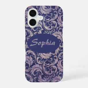 Elegant Paarse damast patroon iPhone 16 Hoesje