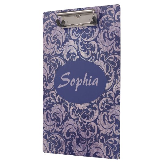 Elegant  Paarse damast patroon Klembord (Links)