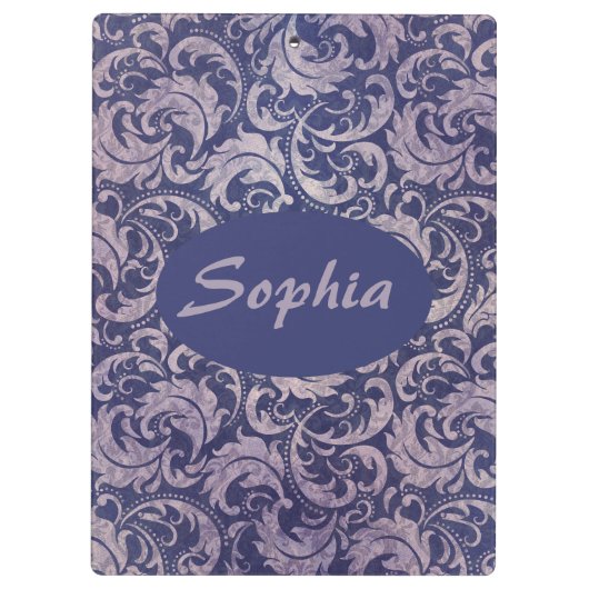 Elegant  Paarse damast patroon Klembord (Achterkant)