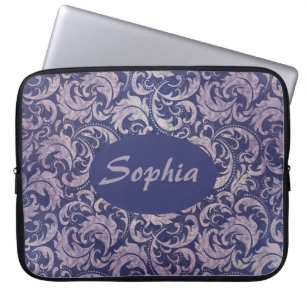 Elegant  Paarse damast patroon Laptop Sleeve