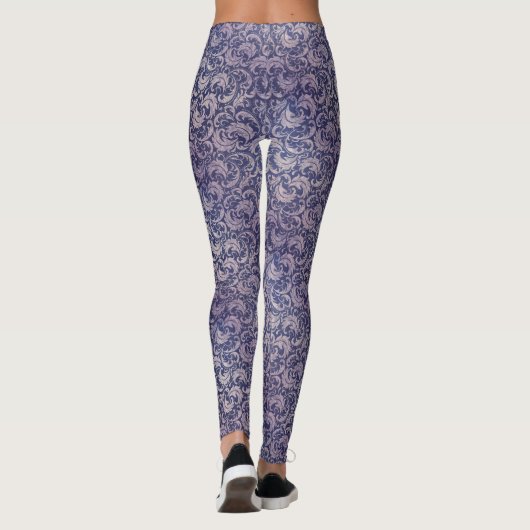 Elegant  Paarse damast patroon Leggings (Achterkant)