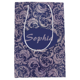 Elegant  Paarse damast patroon Medium Cadeauzakje