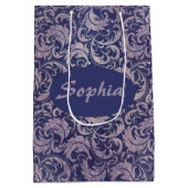 Elegant  Paarse damast patroon Medium Cadeauzakje (Achterkant)