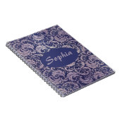 Elegant Paarse damast patroon Notitieboek (Rechterzijde)