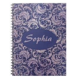 Elegant  Paarse damast patroon Notitieboek
