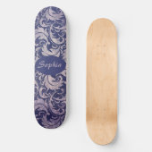 Elegant  Paarse damast patroon Persoonlijk Skateboard (Voorkant)