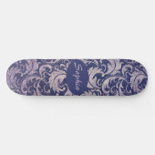 Elegant  Paarse damast patroon Persoonlijk Skateboard (Horizontaal)