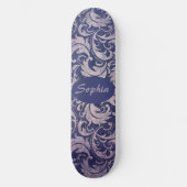 Elegant  Paarse damast patroon Persoonlijk Skateboard (Voorkant)
