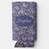 Elegant Paarse damast patroon Seltzer Blikjeskoeler (Achterkant)