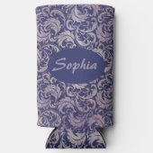Elegant Paarse damast patroon Seltzer Blikjeskoeler (Voorkant)