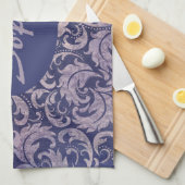 Elegant Paarse damast patroon Theedoek (Quarter Fold)