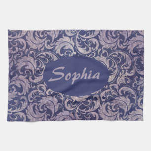 Elegant  Paarse damast patroon Theedoek