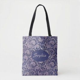 Elegant  Paarse damast patroon Tote Bag