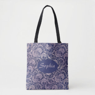 Elegant Paarse damast patroon Tote Bag
