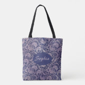 Elegant  Paarse damast patroon Tote Bag (Achterkant)