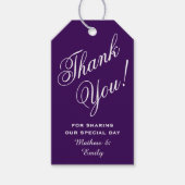 Elegant Paarse dank u bruiloft gunst Cadeaulabel (Voorkant)
