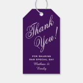 Elegant Paarse dank u bruiloft gunst Cadeaulabel (Achterkant)