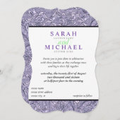 Elegant Paarse Designer Wedding Invitations Kaart (Voorkant / Achterkant)