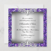 Elegant Paarse Diamond Jewel Birthday Party Invite Kaart (Achterkant)