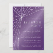 Elegant Paarse Diamond Spider Web Halloween Party Kaart (Voorkant)