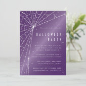 Elegant Paarse Diamond Spider Web Halloween Party Kaart (Staand voorkant)