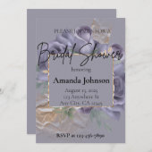 Elegant Paarse en gouden bloemige Vrijgezellenfees Kaart (Voorkant / Achterkant)