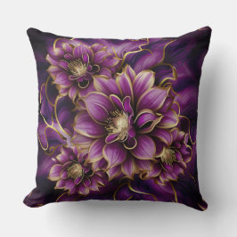 Elegant Paarse en gouden bloemmotief Kussen