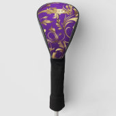 Elegant Paarse en gouden golfhoofd Hoesje Golfheadcover (Voorkant)