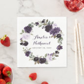 Elegant Paarse en gouden groene blad bloemetjesbru Servet (Insitu)