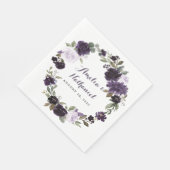 Elegant Paarse en gouden groene blad bloemetjesbru Servet (Hoek)