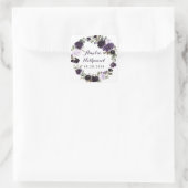 Elegant Paarse en gouden groene blad bloemetjesbru Vierkante Sticker (Tas)