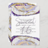 Elegant Paarse en gouden marmeren 16e verjaardagsf Kaart (Voorkant / Achterkant)