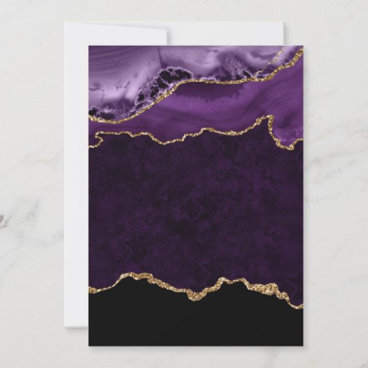 Elegant Paarse en gouden marmeren agaat Afstuderen Kaart (Achterkant)