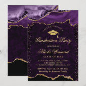 Elegant Paarse en gouden marmeren agaat Afstuderen Kaart (Voorkant / Achterkant)