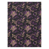 Elegant Paarse en gouden Roos bloemmotief Tafelkleed (Voorkant)