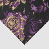 Elegant Paarse en gouden Roos bloemmotief Tissuepapier (Detail)