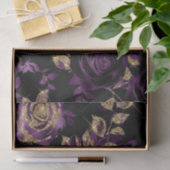 Elegant Paarse en gouden Roos bloemmotief Tissuepapier (Geschenk)