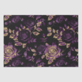 Elegant Paarse en gouden Roos bloemmotief Tissuepapier (Voorkant)