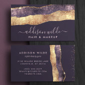 Elegant Paarse en gouden trendy modern script Visitekaartje