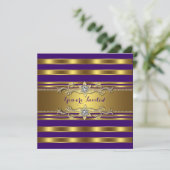 Elegant Paarse en gouden verjaardagsfeestje Kaart (Staand voorkant)