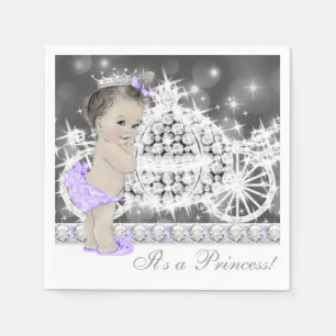 Elegant Paarse en grijze prinses Baby shower Servet