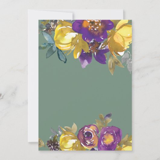 Elegant Paarse en groene Herfst Kaart (Achterkant)