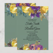 Elegant Paarse en groene Herfst Kaart (Voorkant / Achterkant)